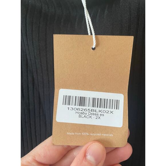 NWT Reformation Hosby Dress Midi Ribbed Stretch Bow Slimming Minimalist Plus SZ - Picture 3 of 8